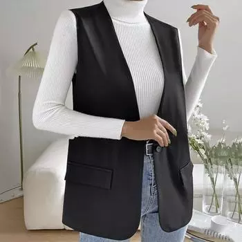 Женский жилет без рукавов с одной пуговицей в западном стиле, облегающий кардиган, пиджак, однотонный, глубокий V-образный вырез, формальный, деловой стиль для леди S вино красного