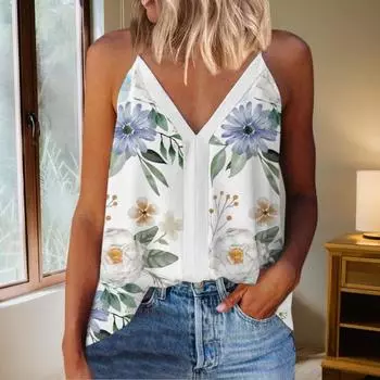Женский жилет без рукавов с открытой спиной и цветочным принтом, пуловер градиентного цвета, мягкая майка с ремешками 2XL слоновая кость