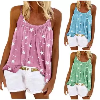 Женский жилет без рукавов, топ на бретельках, женские расклешенные топы с ремешками, рубашка больших размеров L синий