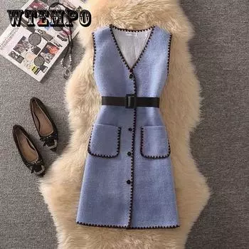 Женский жилет без рукавов, женский темпераментный жилет с веерной талией, тонкий кардиган, универсальная женская куртка с v-образным вырезом XL