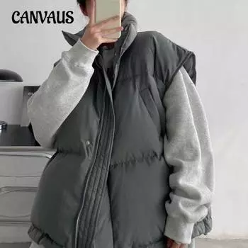 Женский жилет больших размеров, осенне-зимний, с воротником-стойкой, утепленный, для повседневных поездок на работу, с плечами, для холодной погоды S чёрный