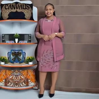 Женский жилет больших размеров с круглым вырезом, платье, кардиган, комплект из двух предметов L зелёный