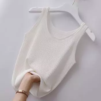Женский жилет большого размера Slim Fit Sling Thread Vest - универсальная верхняя или нижняя рубашка M белый
