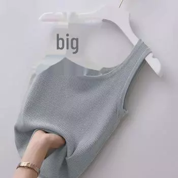 Женский жилет большого размера Slim Fit Sling Thread Vest - универсальная верхняя или нижняя рубашка XXL серый/синий