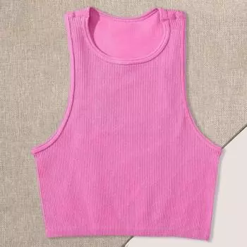 Женский жилет для бега с круглым вырезом без рукавов, укороченные топы в рубчик, однотонные облегающие короткие стильные топы для йоги M мятный зеленый