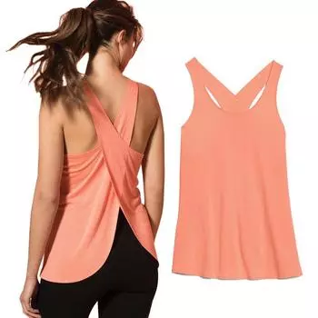 Женский жилет для йоги без рукавов с перекрестной спиной, спортивный топ на бретелях для фитнеса, быстросохнущая рубашка для бега, бега, йоги S чёрный