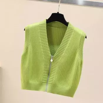 Женский жилет для самосовершенствования, верхняя одежда, свитер с V-образным вырезом, короткий вязаный жилет, куртка One Size