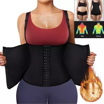 Женский жилет для тренировки талии, тонкий корсет, неопреновый топ для сауны, майка для похудения, рубашка для похудения, костюм для сауны, пояс для тренировок, корректирующее белье M чёрный