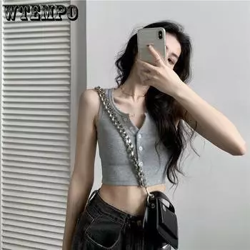 Женский жилет из хлопка с круглым вырезом, сплошной цвет, базовая майка без рукавов, футболки S чёрный