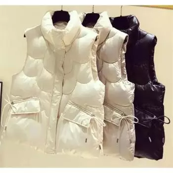 Женский жилет из хлопка с пухом, зимний, на шнурке, модный, легкий, хлопковый жилет M белый