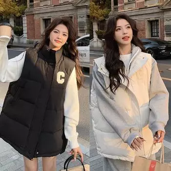 Женский жилет из хлопка, зимний новый, воротник-стойка, чтобы сохранить тепло, однотонный жилет, свободный, без рукавов, с застежкой для лошади S белый