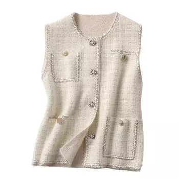 Женский жилет из искусственного меха норки, роскошный однобортный жилет C-260 бежевый