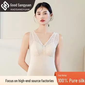 Женский жилет из шелковой ленты Mulberry с нагрудной подкладкой, плюс бархат, теплый для осени/зимы L (under 140 catties) чёрный