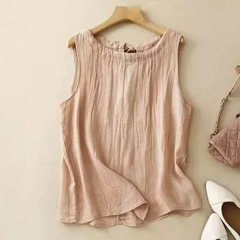 Женский жилет Модная повседневная футболка Топы Дизайн с вырезом на спине Жилет Безрукавная футболка Верхняя одежда Нижнее белье Базовая майка L розовый