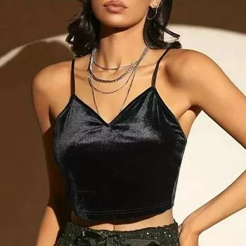 Женский жилет на бретельках с вышивкой бабочек, сексуальный топ без рукавов с v-образным вырезом, однотонный, приталенный, короткий клубный камзол S чёрный