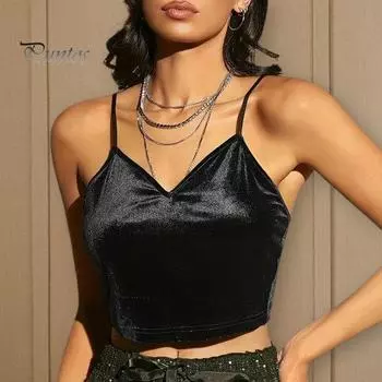 Женский жилет на бретельках с вышивкой бабочек, сексуальный топ без рукавов с v-образным вырезом, однотонный, приталенный, короткий клубный камзол S чёрный