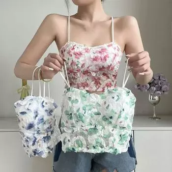 Женский жилет на бретельках, сексуальный топ без рукавов с вышивкой, кружевной спинкой и цветочным узором, топы на бретелях в стиле с подтяжками светло-зеленый