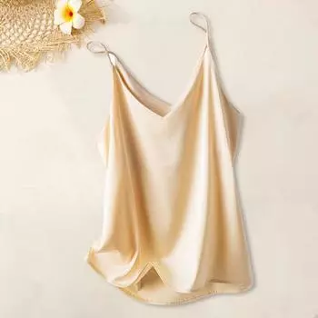 Женский жилет на бретелях с v-образным вырезом без рукавов, гладкая атласная камзол, свободная посадка, однотонные топы на бретелях, топы с имитацией шелкового дна L белый
