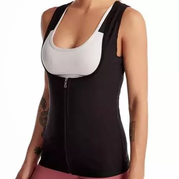 Женский жилет на молнии для сауны без рукавов, тренировочный жилет с высокой компрессией, потливость, тренировочный топ на бретелях для женщин, похудение M