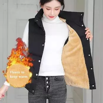 Женский жилет на осень и зиму, пуховый хлопок плюс бархат, утолщенный, теплая и универсальная верхняя одежда для самостоятельного выращивания XXXL розовый