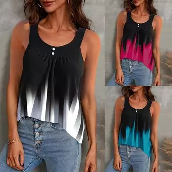 Женский жилет на пуговицах с круглым вырезом, женские летние футболки без рукавов S синий