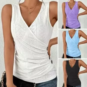 Женский жилет, однотонный мягкий тонкий пуловер без рукавов с вырезами L белый