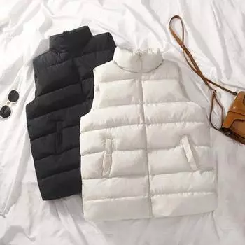 Женский жилет, однотонный мягкий женский жилет без рукавов с воротником-стойкой S белый