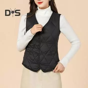 Женский жилет осень-зима с V-образным вырезом, однотонный кардиган без рукавов, повседневный, мягкий, ветрозащитный, теплый, однобортный, женский жилет L чёрный