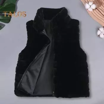 Женский жилет, пальто из искусственного меха, воротник-стойка, застежка-молния, кардиган без рукавов, однотонный, уютный, сохраняющий тепло, верхняя одежда, повседневная одежда, школьный жилет S розовый