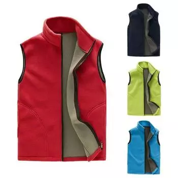 Женский жилет, пальто, однотонный термофлисовый защитный жилет для шеи, осенний жилет для работы 3XL чёрный