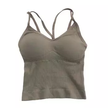 Женский жилет с бесшовной подкладкой Slim Fit, однотонный эластичный летний топ с открытой спиной, майка, женская нижняя часть, внутренняя верхняя одежда, бюстгальтер, топ One Size хаки