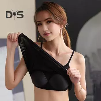 Женский жилет с бесшовной подкладкой Slim Fit, однотонный эластичный летний топ с открытой спиной, майка, женская нижняя часть, внутренняя верхняя одежда, бюстгальтер, топ 2XL чёрный