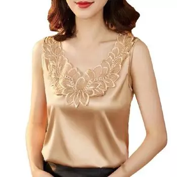 Женский жилет с цветочным кружевом, мягкая женская стильная кружевная блузка без рукавов с v-образным вырезом, топ для офиса 2XL белый