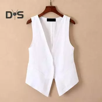 Женский жилет с глубоким V-образным вырезом без рукавов, однотонный, свободный, однобортный, мягкий, дышащий, кардиган, весна-осень, женское пальто 3XL чёрный