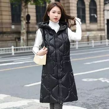 Женский жилет с капюшоном, без рукавов, застежка-молния, большие карманы, жилет, пальто, однотонный, повседневный, свободный крой, хлопок M хаки