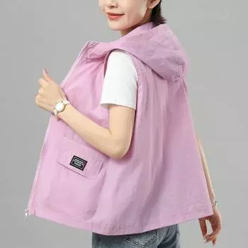 Женский жилет с капюшоном и защитой от солнца, весна-лето, повседневный, без рукавов, тонкий женский жилет, короткие куртки, женские топы, верхняя одежда XXXXXL белый