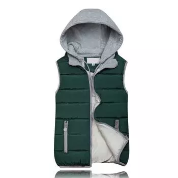 Женский жилет с капюшоном, весенне-осенний теплый жилет с хлопковой подкладкой, базовое пальто без рукавов на молнии M красный