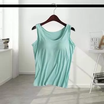 Женский жилет с круглым вырезом без рукавов, широкий топ на подтяжках, однотонный, облегающий, с подкладкой S