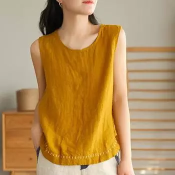 Женский жилет с круглым вырезом, мягкая вышивка, майка, уличная одежда для повседневной носки M белый