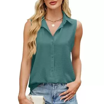 Женский жилет с лацканами на пуговицах, однотонный, шифоновый топ на весну и лето S чёрный