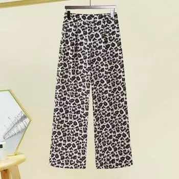 Женский жилет с v-образным вырезом на шнуровке и бантом, пальто с высокой талией, прямые широкие длинные брюки, жилет с леопардовым принтом, брюки