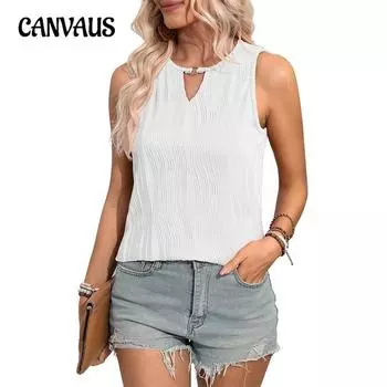 Женский жилет с замком и вырезом без рукавов, летний повседневный деловой топ S белый