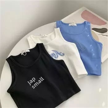 Женский жилет Silver Line – синий вышитый летний топ без рукавов в форме буквы I (2022) One Size