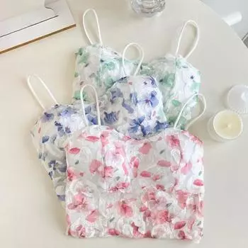 Женский жилет-слинг, сексуальный, с вышивкой, кружевом на спине, с цветочным принтом, топ-слинг без рукавов, топы на подтяжках, бюстгальтер Beauty Back One Size розовый