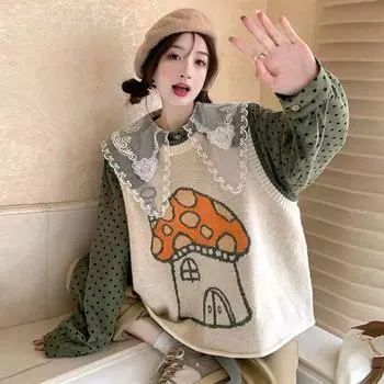 Женский жилет, свитер, пуловер, весенне-осенняя верхняя одежда, свитер, вязаный свитер, жилет, камзол, свободный жилет без рукавов, женский топ One Size бежевый