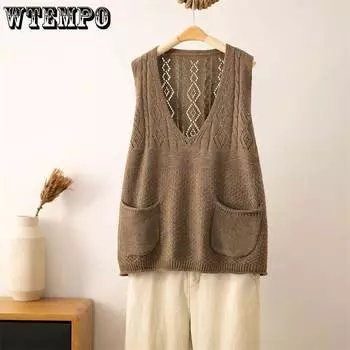 Женский жилет Вязаный жилет Женский осенне-зимний кашемировый свитер Свитер без рукавов Повседневный пуловер Жилет M