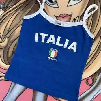 Женский жилет в стиле ретро-панк с буквенным принтом Y2K S синий