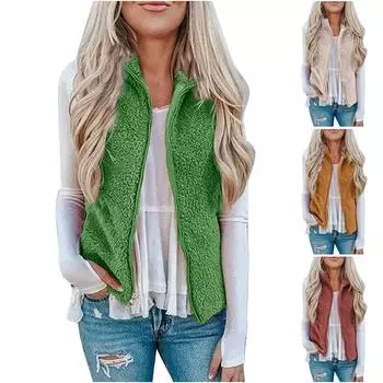 Женский жилет, зимняя теплая верхняя одежда с капюшоном, повседневное пальто, куртка на молнии из искусственной кожи