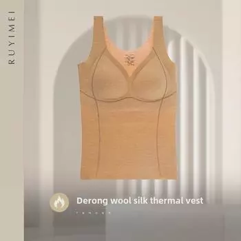 Женский зимний бархатный теплый жилет с нагрудной накладкой - бесшовный, облегающий, нижнее белье L