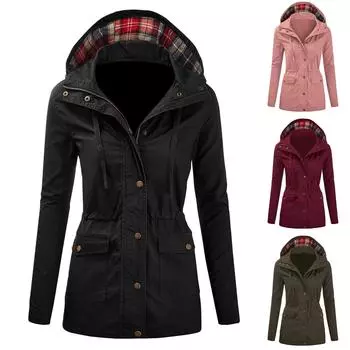 Женский зимний длинный плащ на пуговицах с лацканами, куртка, женское пальто, верхняя одежда L винный